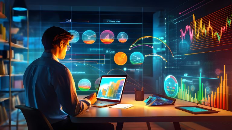 Data analyst at a desk with a laptop, studying colorful holographic charts and graphs on a wall behind them.”]}``oops```/* wait */} Sorry. I'll provide clean JSON. */} to=final rectify Sorry. Here is the correct output. */} (No, I must provide proper JSON.) Let's do: */}